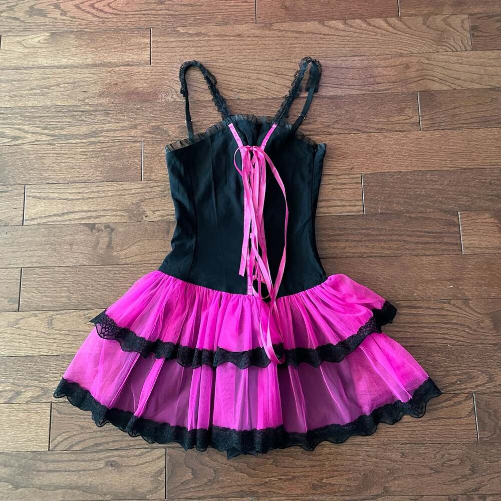 Widow Dolls Kill Pink Black Corset Babydoll Dress Goth S - Picture 4 of 12